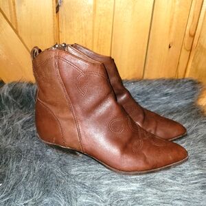 Maine Woods Vintage 80s Women's Ankle Boots Size 7 1/2 M Brown  Leather Cowgirl